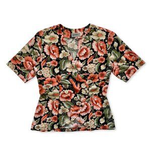 Geometry Floral Double Breasted Button Up Blouse Top Feminine Cottagecore Boho